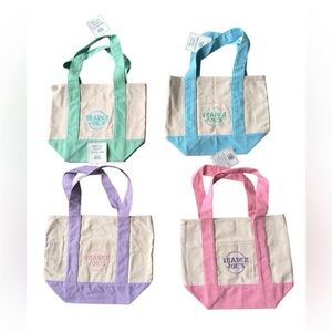 Trader Joe's Mini Canvas Tote Bag - Pastel Pink, Purple, Blue, Green